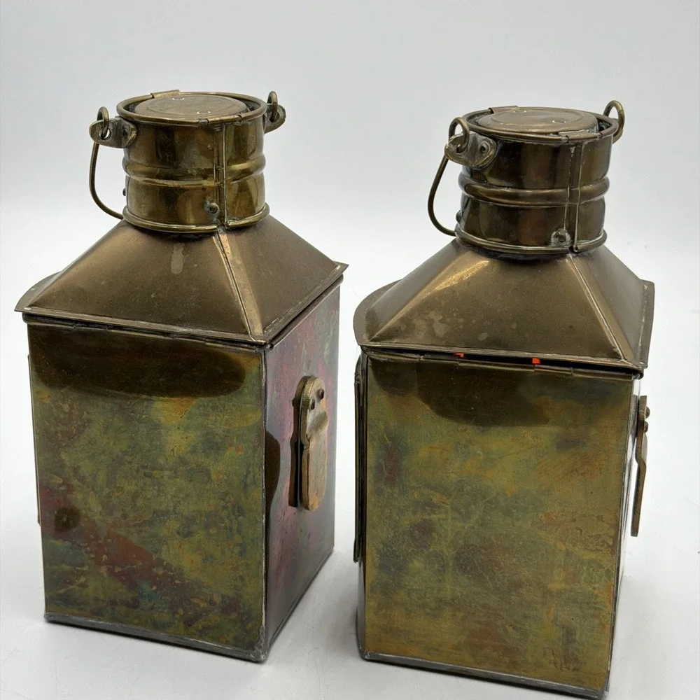 Vintage Port Lanterns Antique Brass Finish Nautical Oil Lamps Ship Lights